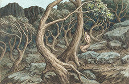 A SATYR PLAYING PIPE IN A WOOD