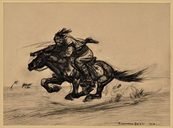 ARAB RIFLEMAN CHARGING ON HORSEBACK
