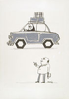 ORIGINAL CARTOON FOR THE ADVERTISING OF PIRELLI TIRES