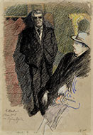 TWO FIGURES INSIDE THE FAMOUS PARISIAN CABARET AU LAPIN AGILE