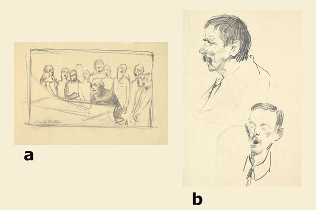 TWO DRAWINGS IN BLACK CHALK