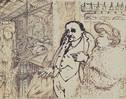 AN UPPER CLASS COUPLE IN AN UNIDENTIFIED INTERIOR